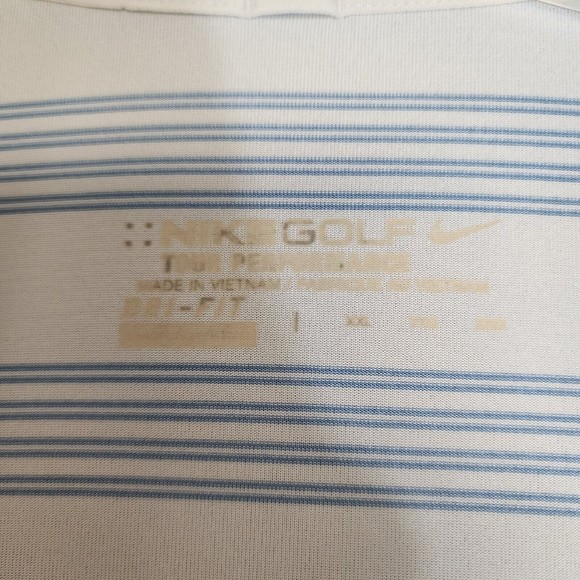 Nike Polo Shirt Mens 2XL White Striped Nike Dri-Fit Short Sleeve - Picture 2 of 15